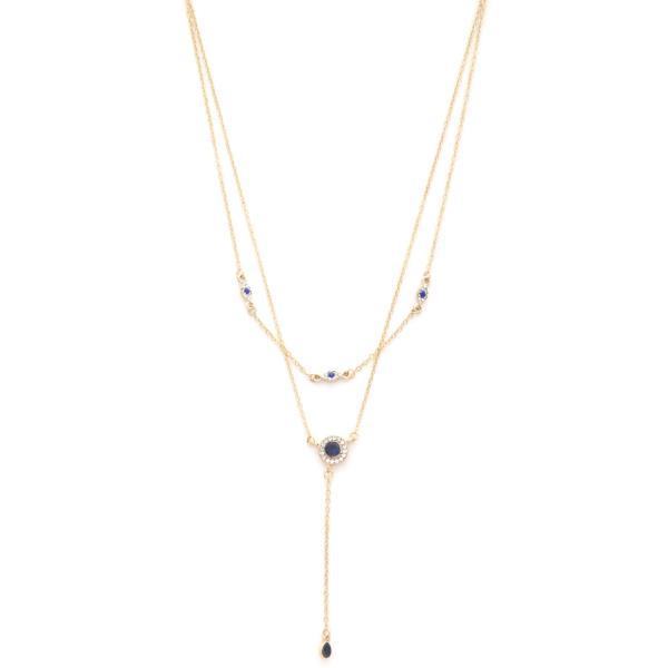 SODAJO CRYSTAL METAL LAYERED NECKLACE