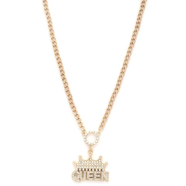 SODAJO QUEEN RHINESTONE PENDANT NECKLACE