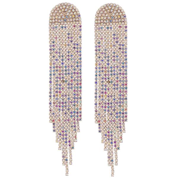 Rhinestone Arc Tassel Earring