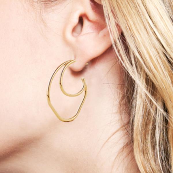 14K GOLD/WHITE GOLD DIPPED POST HOOP 40MM EARRING