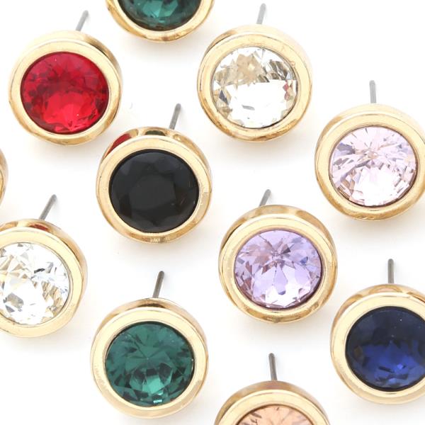 ROUND RHINESTONE STUD EARRING