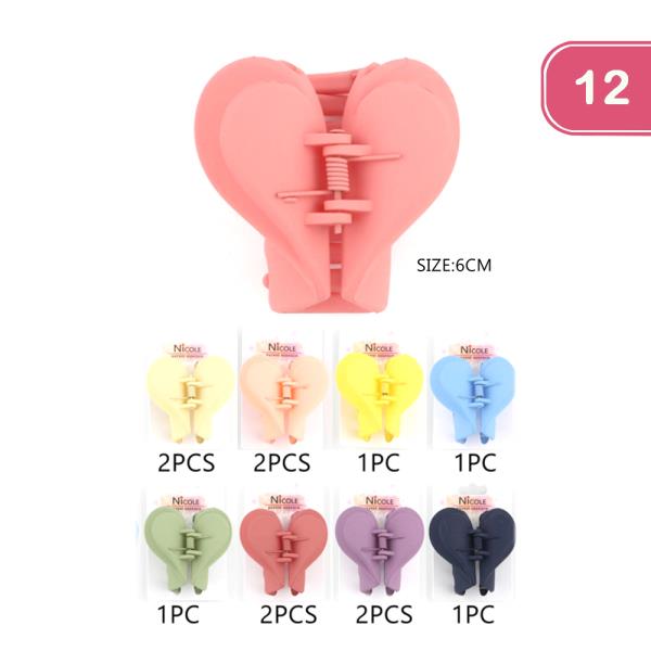Heart Jaw Hair Clip (12 Units)