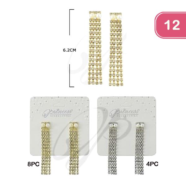 Rhinestone Metal Drop Earring (12 Units)