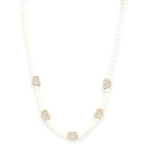 SODAJO Rhinestone Heart Pearl Bead Necklace