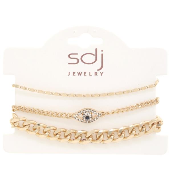 SODAJO Eye Charm Curb Link Bracelet Set