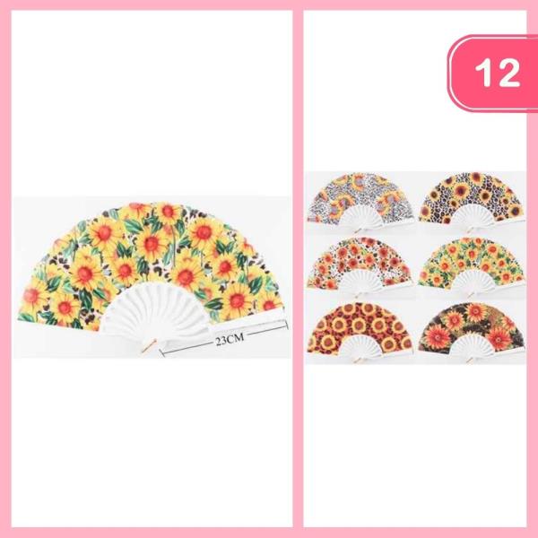 Flower Pattern Hand Fan (12 Units)