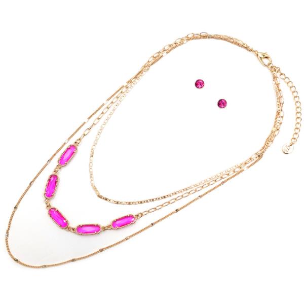 Glass Bead Layered Necklace