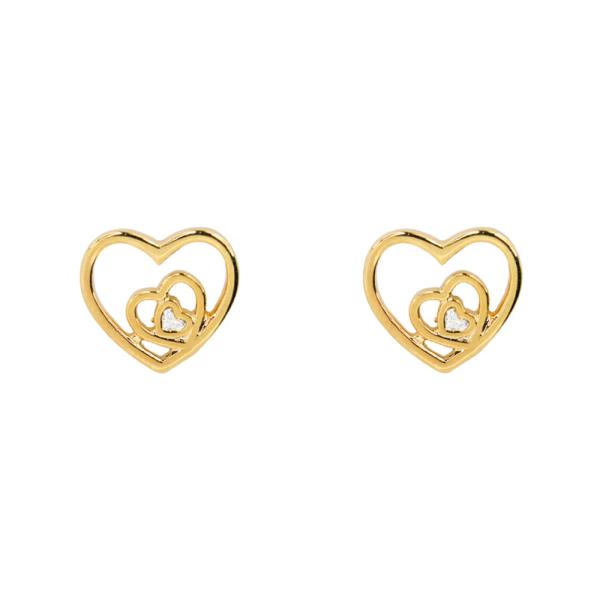 14K Gold Dipped Open Heart Inside Earring