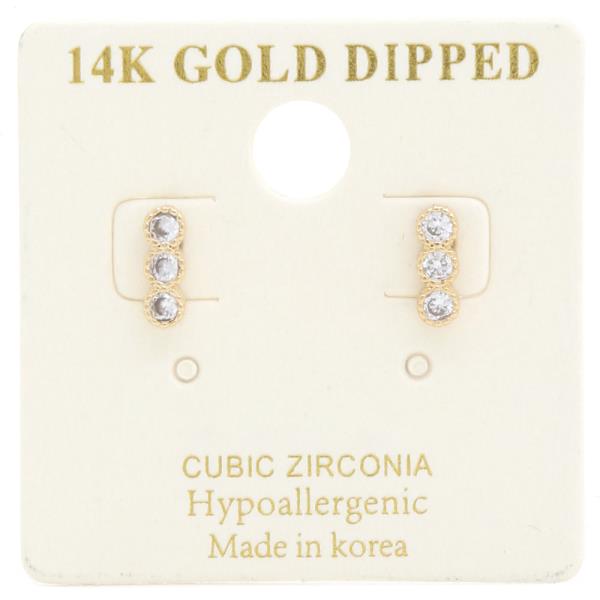 14K Gold Dipped CZ Stud Earring