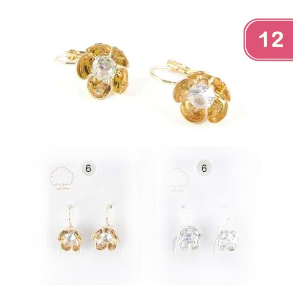 Pearl Metal Flower Earring (12 Units)