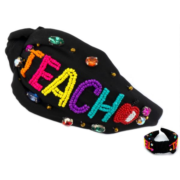 Teach Seed Bead Studded Knot Headband