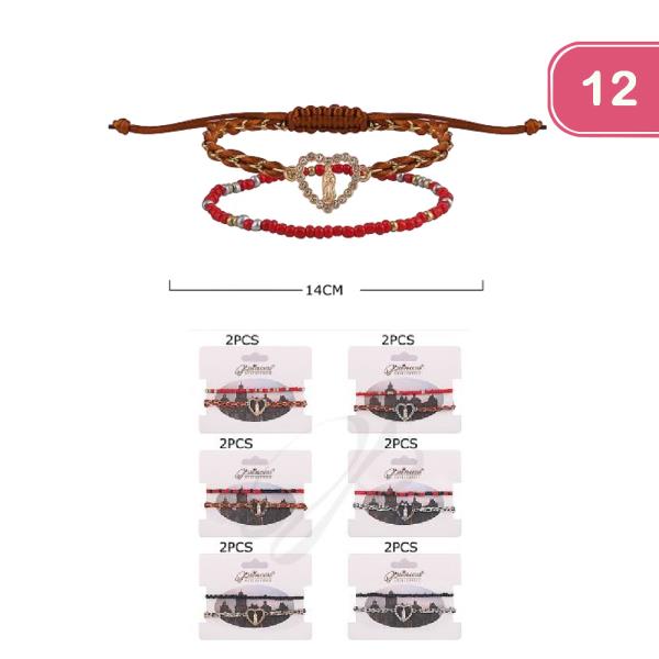 Cord Heart Charm Bracelet (12 Units)