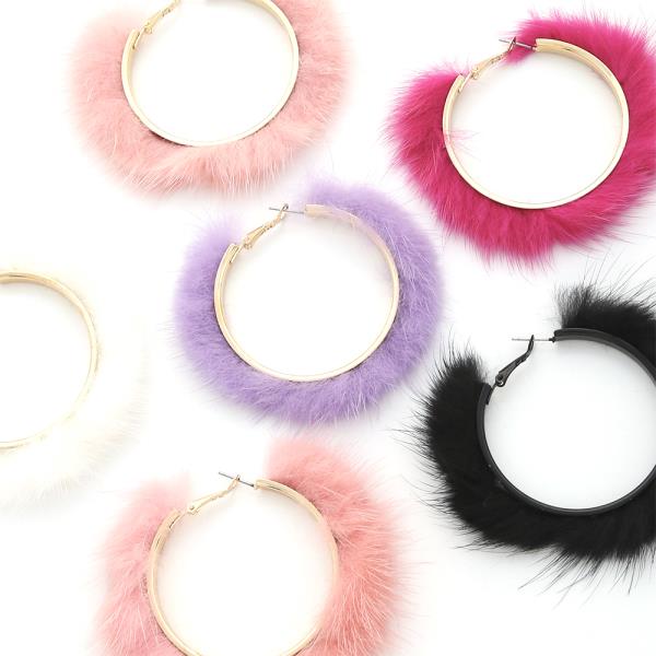Faux Fur Hoop Earring