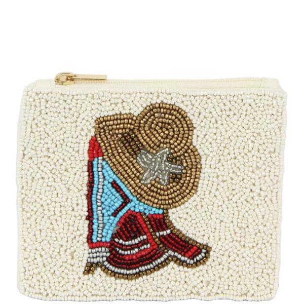 Fully Seed Bead Cowboy Western Zipper Bag