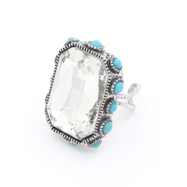 Crystal Turquoise Bead Ring