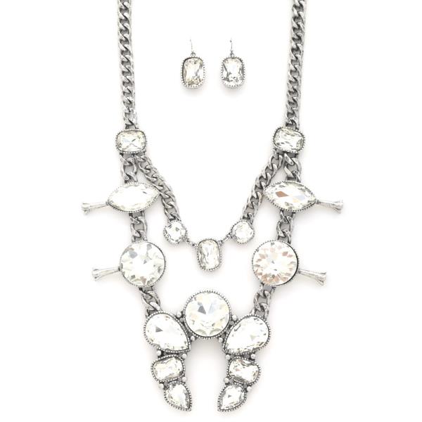 Horseshoe Beaded Crystal Necklace