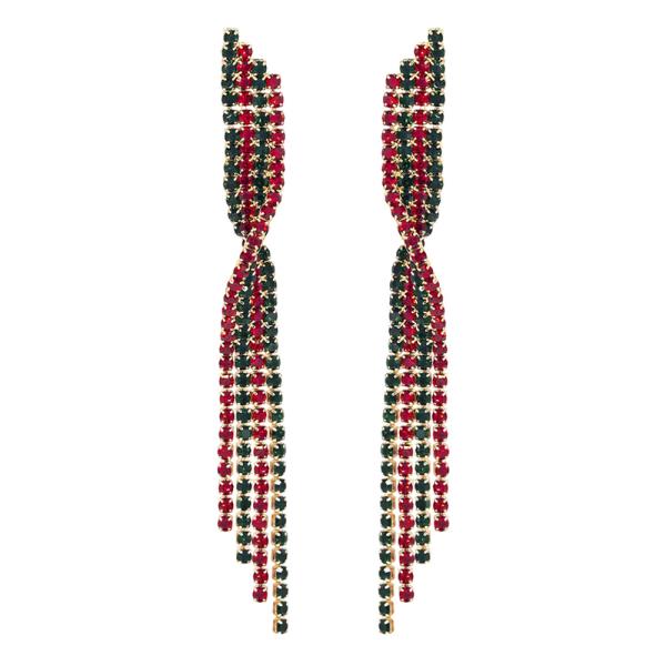 Rhinestone Xmas Twisted Tassel Earring