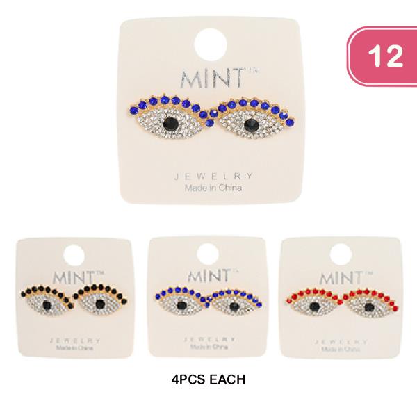 Rhinestone Eye Stud Earring (12 Units)