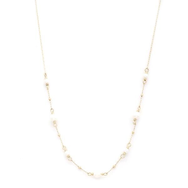 Pearl Station Metal Chain Necklace
