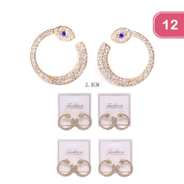 Rhinestone Evil Eye Earring (12 Units)