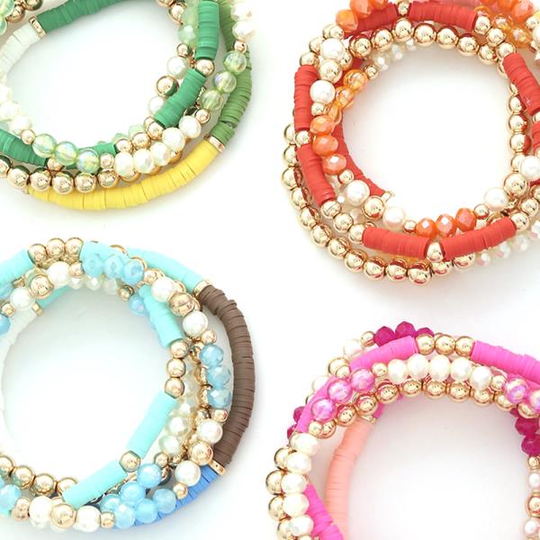 Multi Bead Stretch Bracelet Set