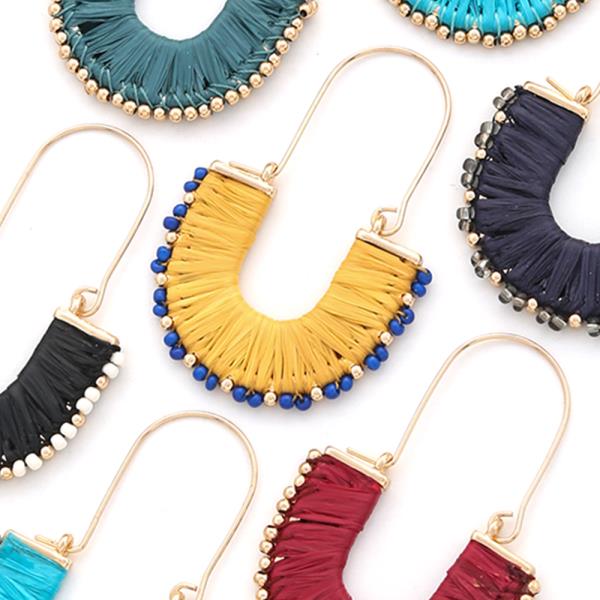Curve U Shape Bead Metal Earring