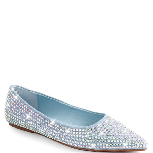 ALL RHINESTONE POINTY FLAT 12 PAIRS