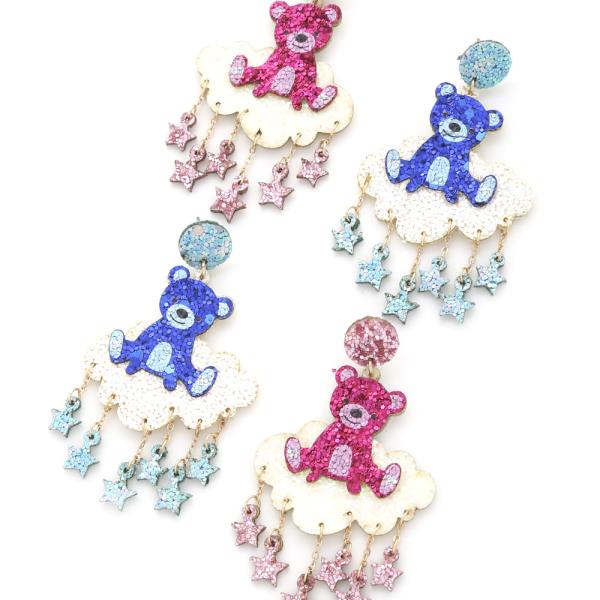 Bear Cloud Star Drop Earring