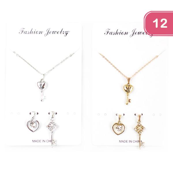 Heart Key Charm Necklace (12 Units)