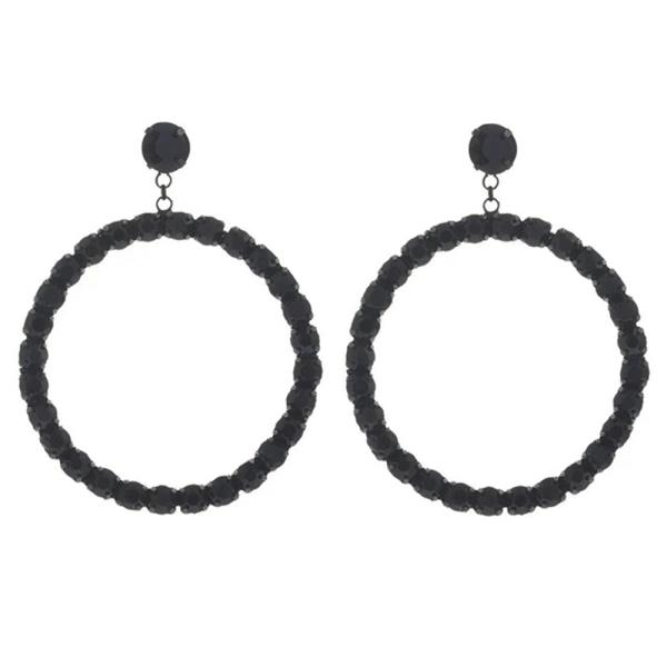 RHINESTONE CIRCLE SHAPE DROP EARRING