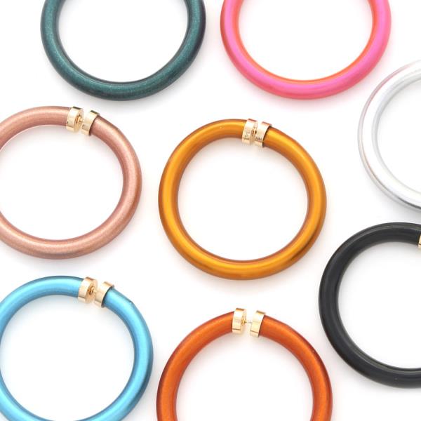 2 Inch Rubber Tube Color Metallic Hoop Earring