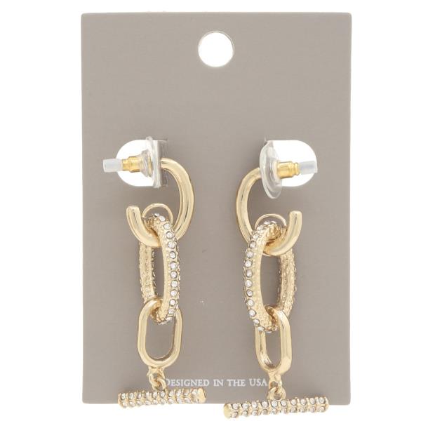 Rhinestone Oval Link Dangle Earring