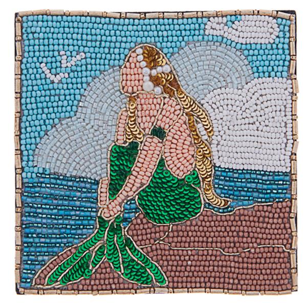 4 Inch Mermaid Seed Bead Handmade Home Coaster