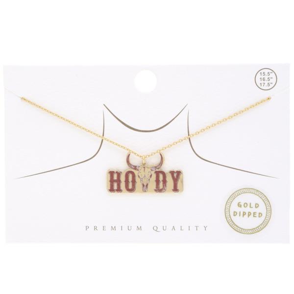HOWDY CATTLE SKULL PENDANT NECKLACE