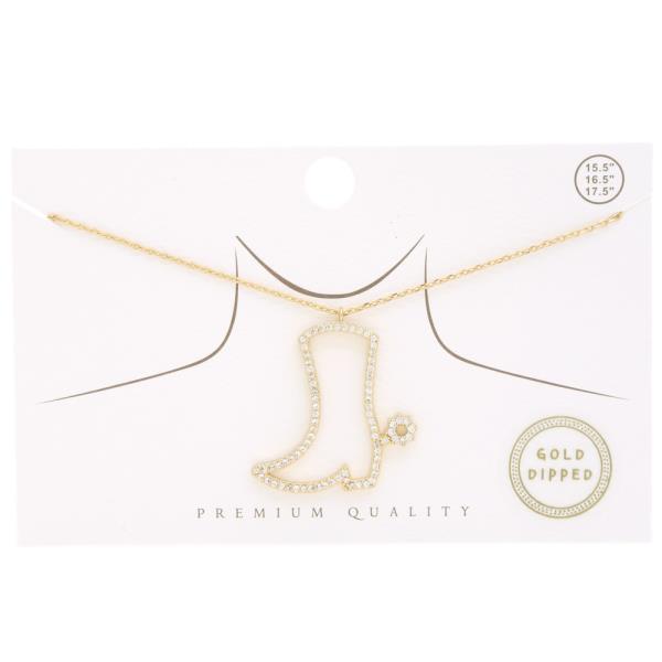 CUTOUT BOOT CRYSTAL PENDANT NECKLACE