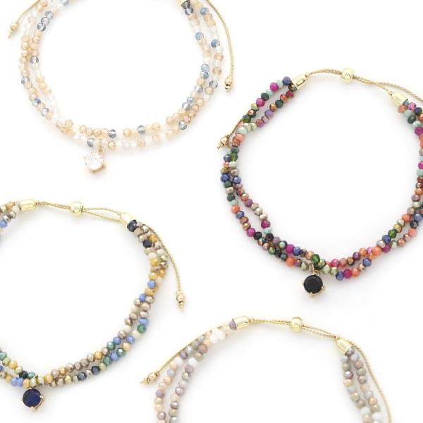 Crystal Beaded Layered Slide Bracelet