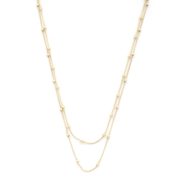 Ball Bead Station Metal Layered Necklace