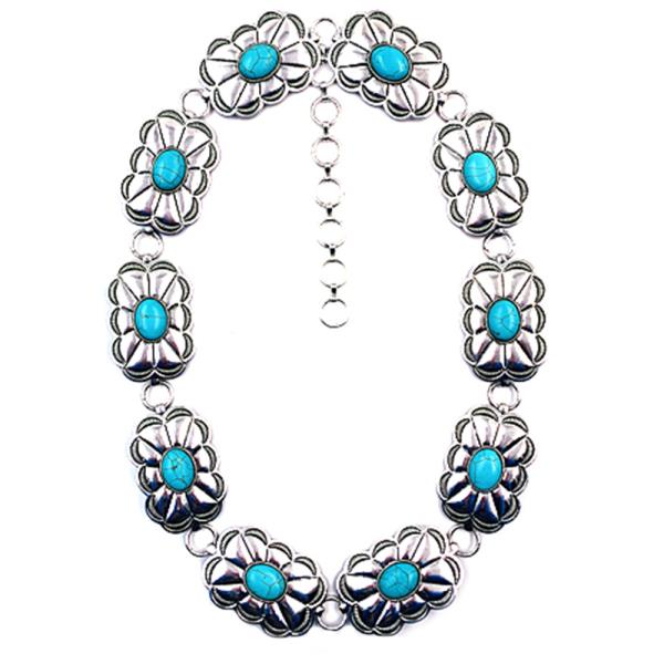 Western Style TQ Stone Metal Chain Belt LXL
