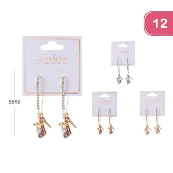 Rhinestone Heels Drop Earring (12 Units)