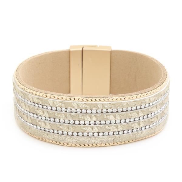 RHINESTONE METAL LAYERED MAGNETIC BRACELET
