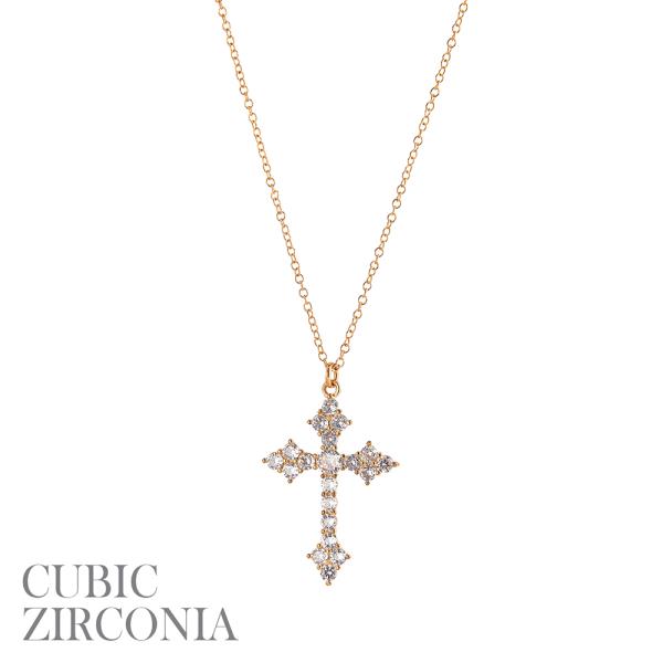 CUBIC ZIRCONIA CROSS NECKLACE