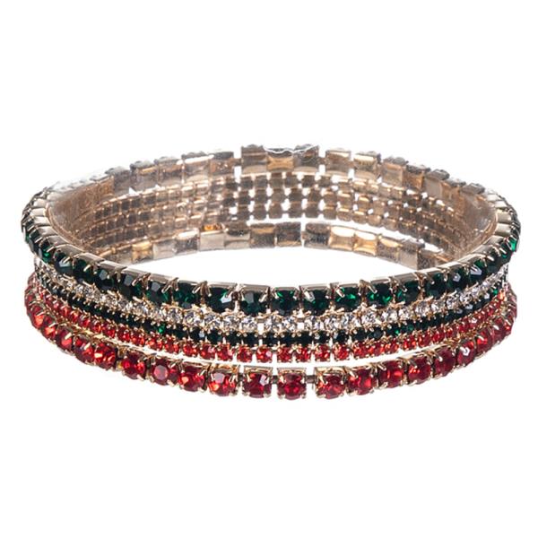 Rhinestone 2mm 4mm Bracelet 5 Pcs
