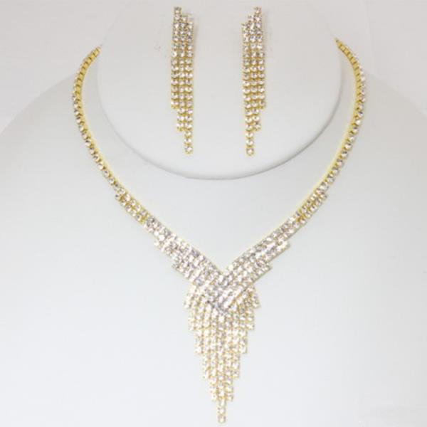 V Shape Rhinestone Necklace