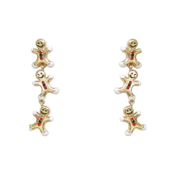 TRIPLE GINGERBREAD MAN DANGLE EARRING