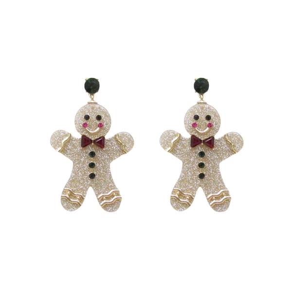 GLITTER GINGERBREAD MAN DANGLE EARRING