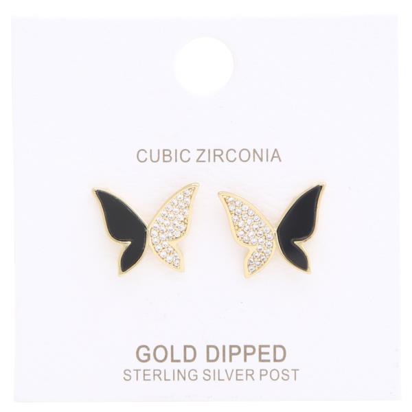 CZ Gold Dipped Butterfly Earring