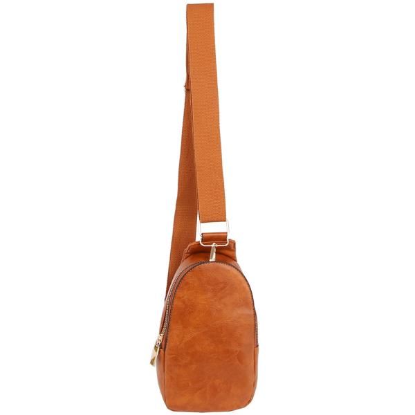 PLAIN CHIC ZIPPER SLING CROSSBODY BAG