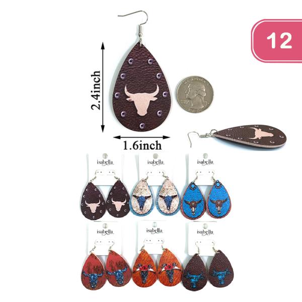 Bull Skull Western Earring (12 Units)