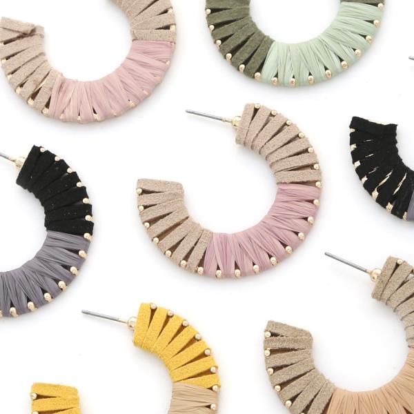 Color Block Open Circle Raffia Wrapped Earring