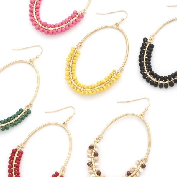 Beaded Oval Dangle Earring
